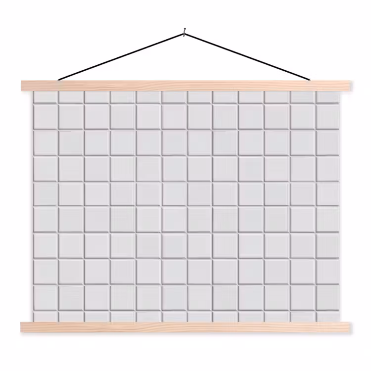 Patroon - Tegels - Grijs - Wit textielposter latten blank klein 122 -3d