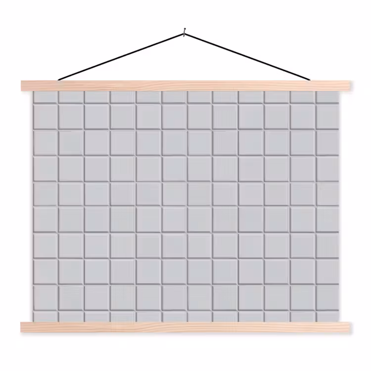 Patroon - Tegels - Licht - Grijs textielposter latten blank klein 122 -3d