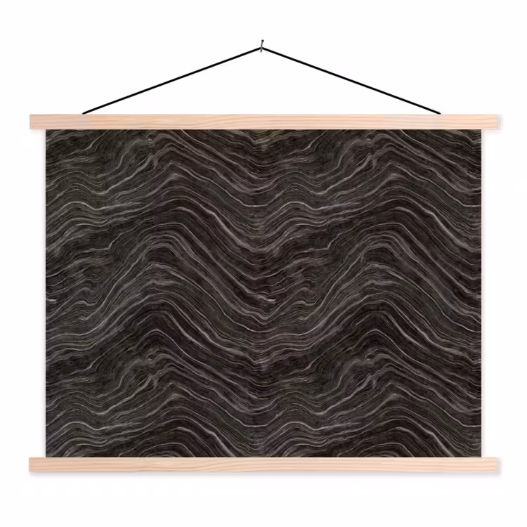 Patroon - Contrast - Antraciet textielposter latten blank klein 122 -3d
