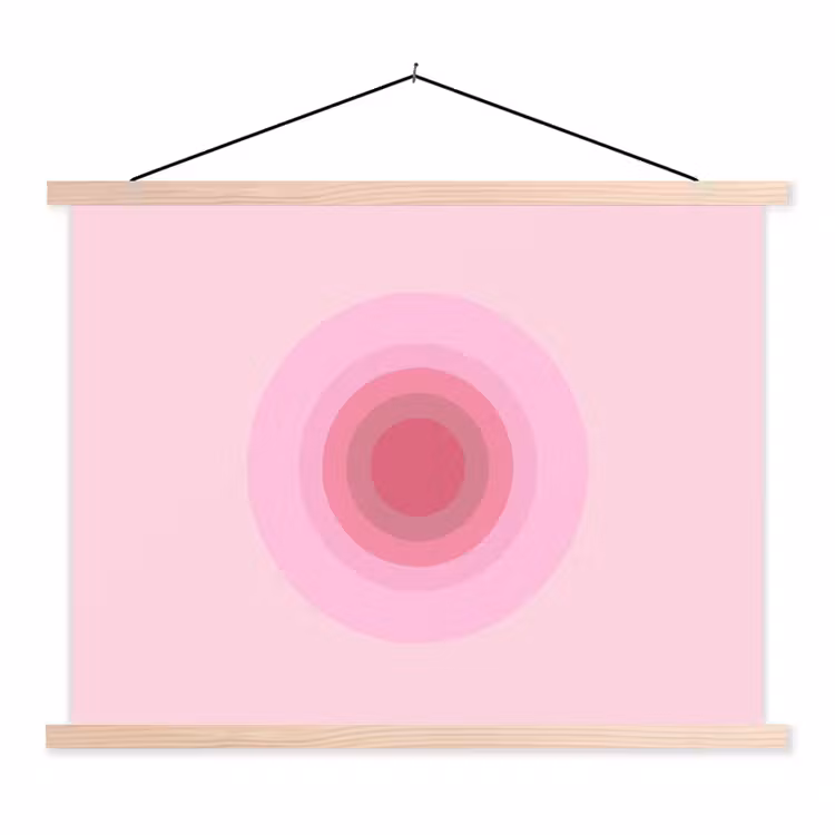 Patroon - Cirkels - Abstract - Roze - Modern textielposter latten blank klein -3d