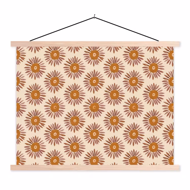 Patroon - Retro - Bruin textielposter latten blank klein 122 -3d