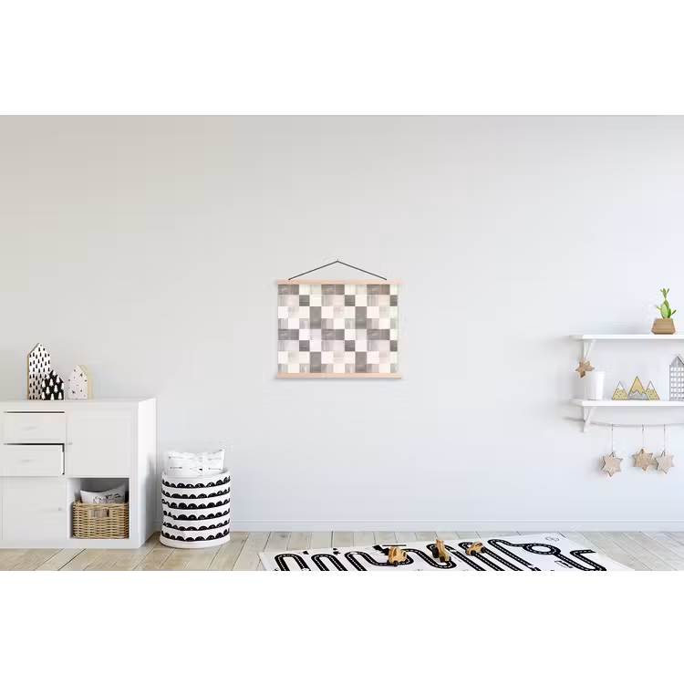 Patroon - Dambord - Houtnerf textielposter latten blank klein 122 -kinderkamer
