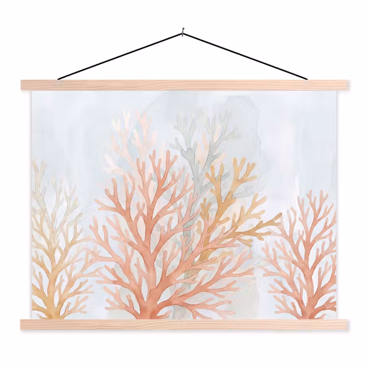 Natuur - Abstract - Aquarel - Organisch - Warm textielposter latten blank klein -3d