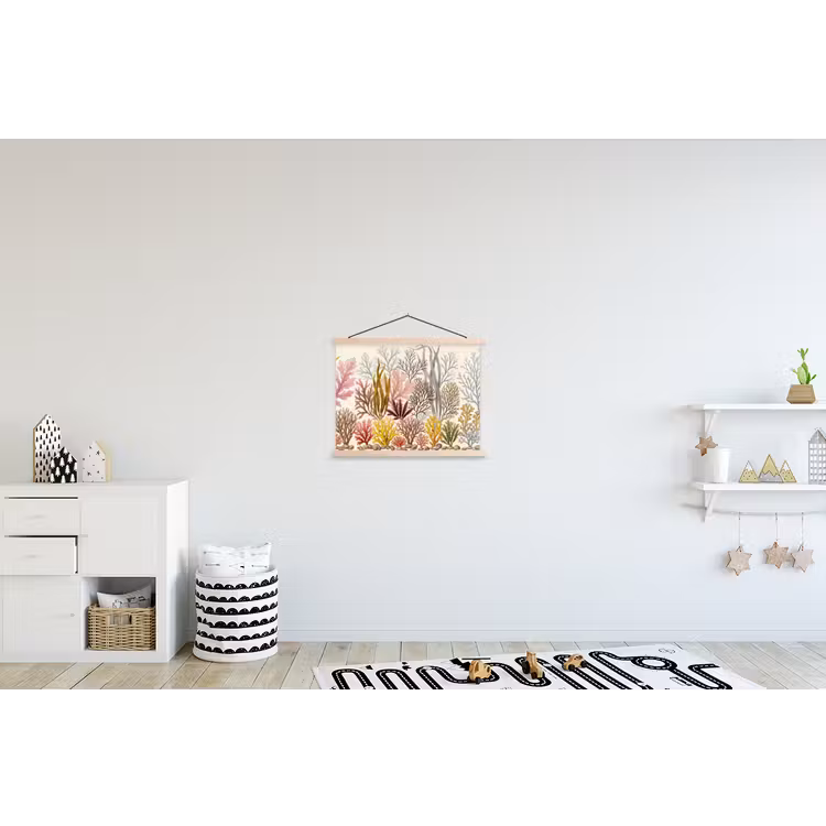 Natuur - Onderwater - Botanisch - Vintage - Kleurrijk textielposter latten blank klein -kinderkamer
