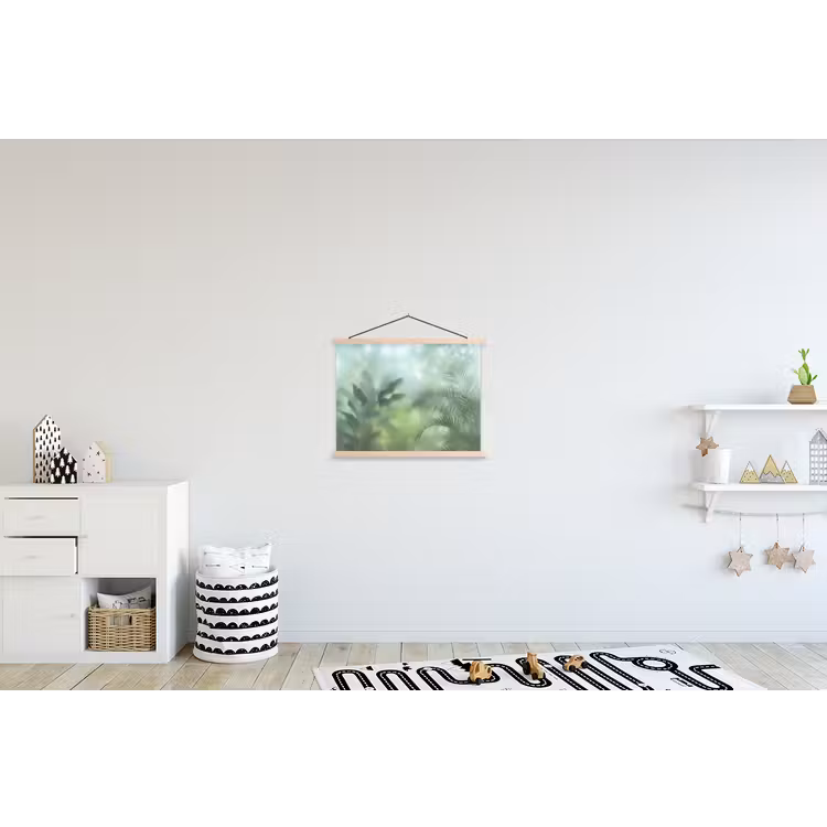 Natuur - Vervaagd - Groen - Abstract - Modern textielposter latten blank klein -kinderkamer