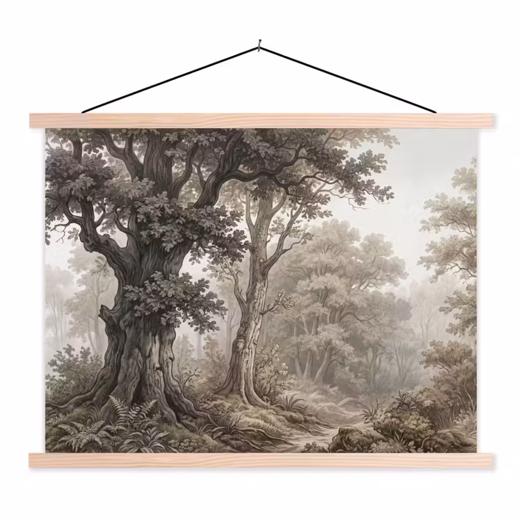 Natuur - Bos - Eik textielposter latten blank klein -3d