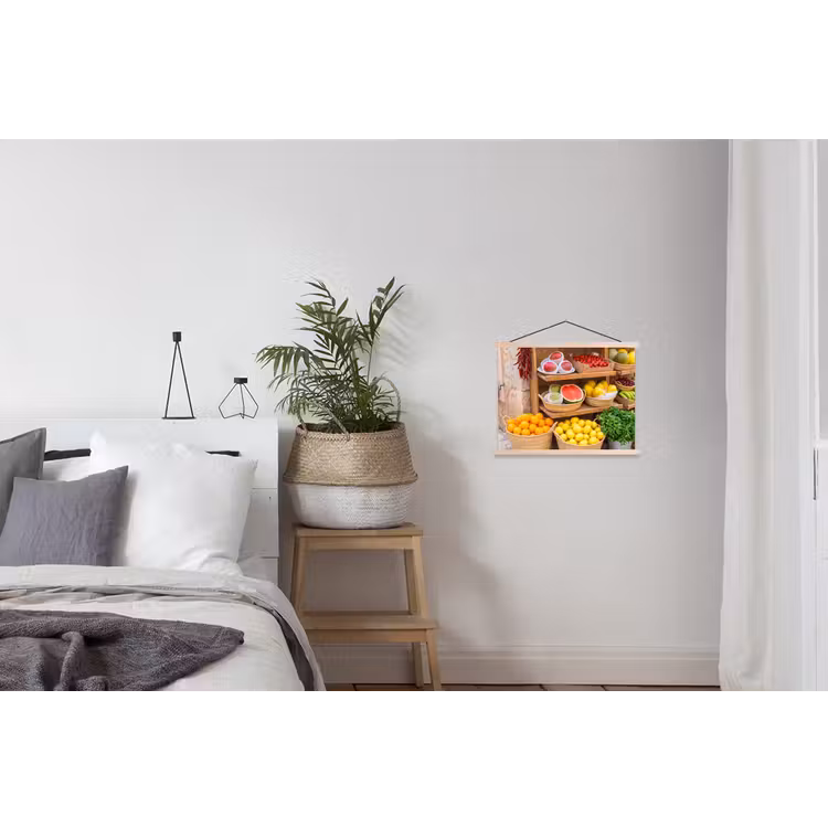 Stoffbild - Obst – Markt – Frisch - Fruit - Markt - Vers textielposter latten blank klein