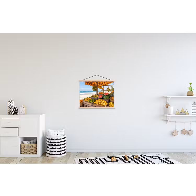 Stoffbild - Obst – Strand – Tropisch - Fruit - Strand - Tropisch textielposter latten blank klein