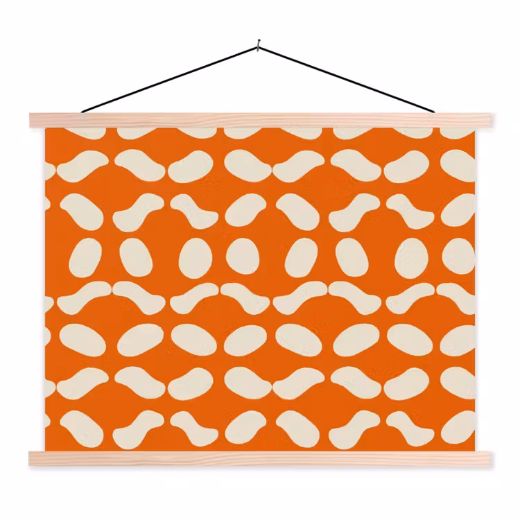 Oranje - Organische vormen - Wit textielposter latten blank klein 122 -3d