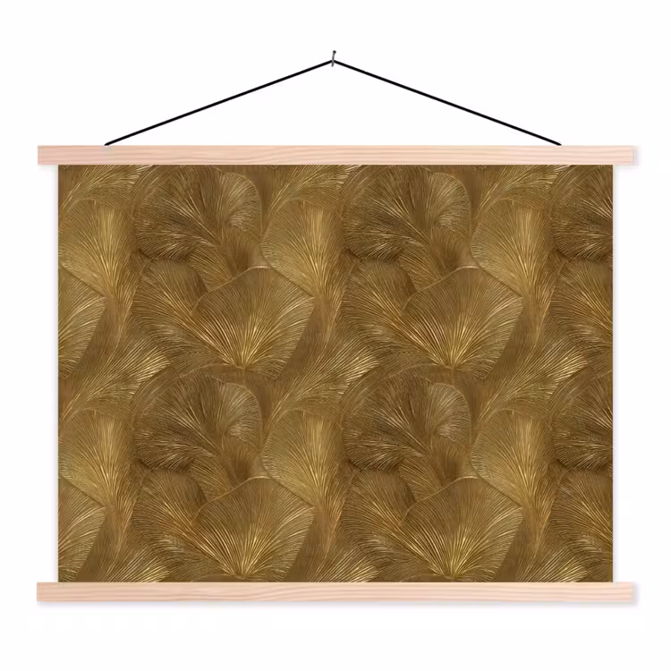 Organisch - Lijnen - Goud textielposter latten blank klein 122 -3d