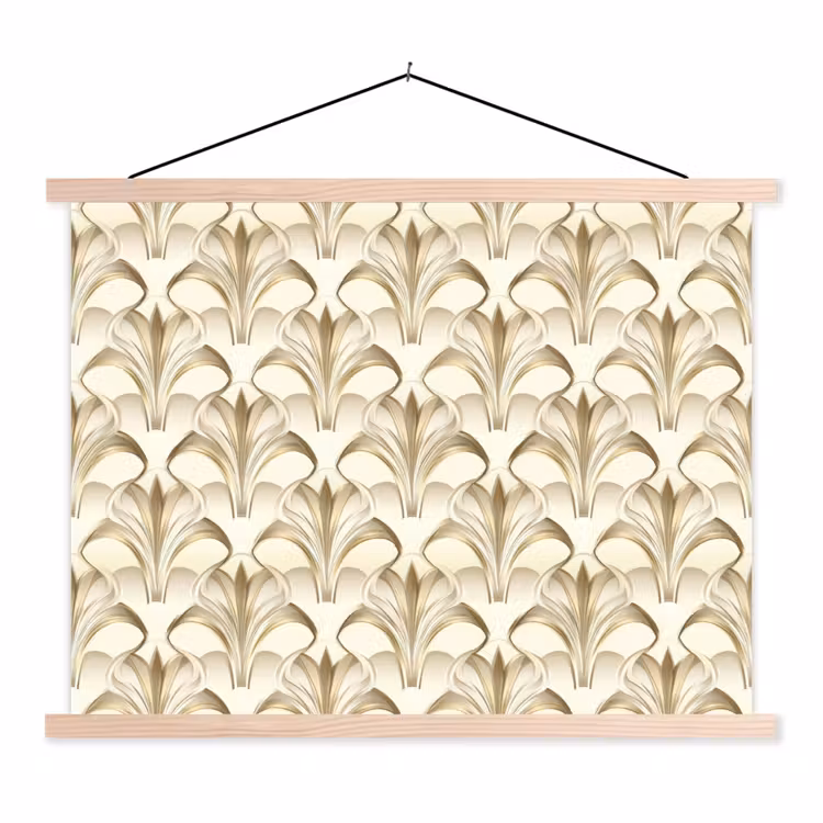 Ornament - Barok - Goud textielposter latten blank klein 122 -3d