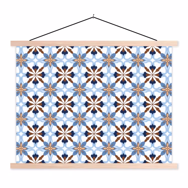 Ornament - Tegel - Kleurrijk textielposter latten blank klein 122 -3d