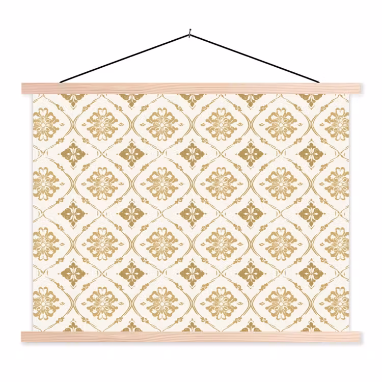Ornament - Klassiek - Goud textielposter latten blank klein 122 -3d