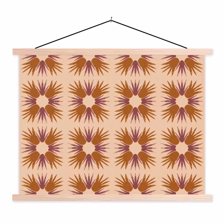 Ornament - Patroon - Oker textielposter latten blank klein 122 -3d