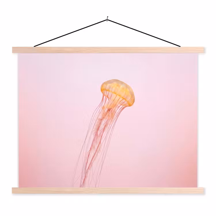 Sierlijk - Kwal - Roze textielposter latten blank klein -3d