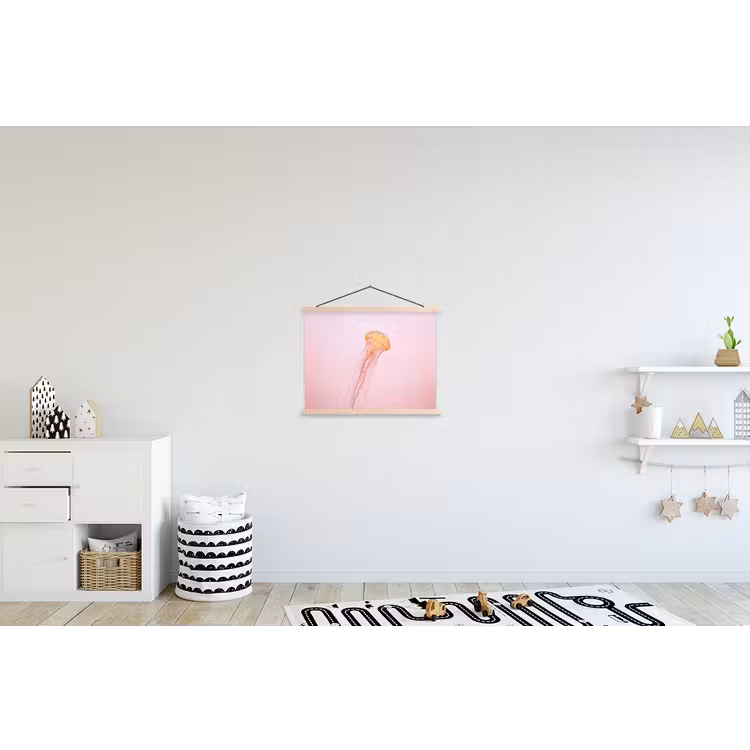 Sierlijk - Kwal - Roze textielposter latten blank klein -kinderkamer