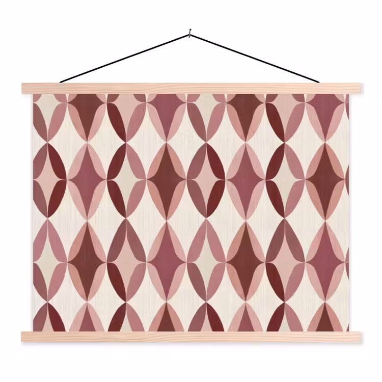 Ovaal - Textuur - Roze textielposter latten blank klein 122 -3d