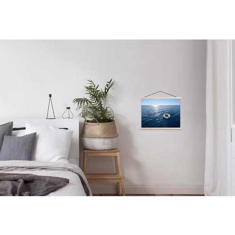 Oceaan - Zwemband - Horizon textielposter latten blank klein -woonkamer