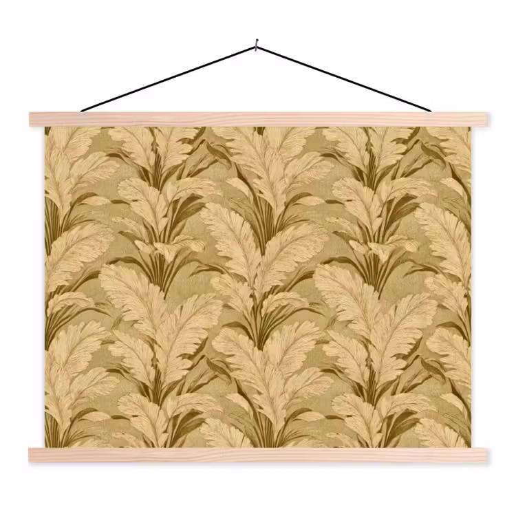 Palmbladeren - Klassiek - Groen textielposter latten blank klein 122 -3d