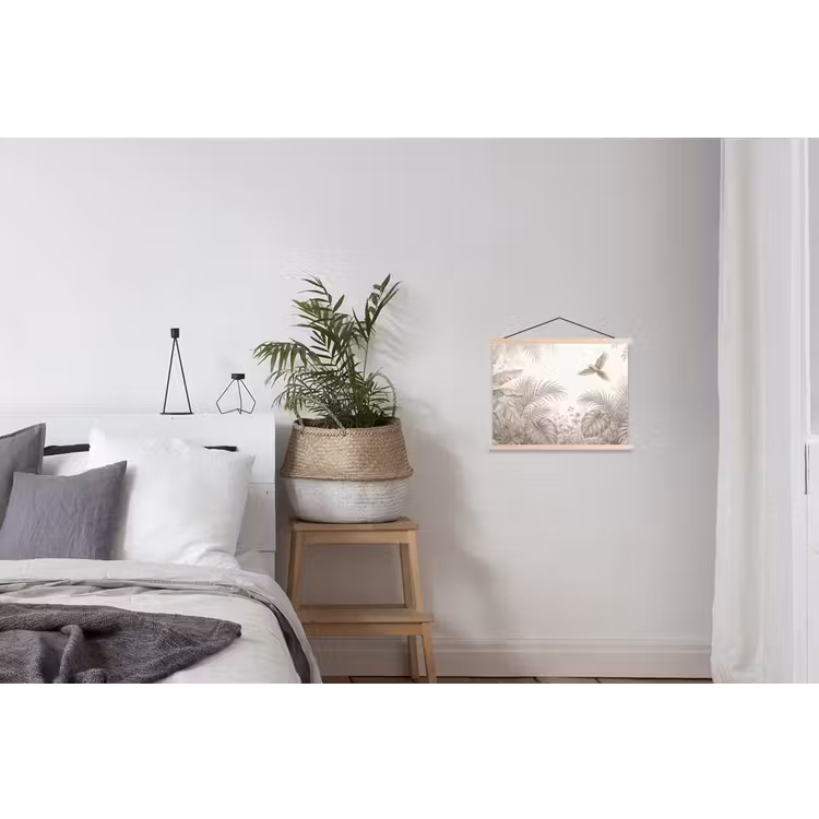 Papagaai - Jungle - Tropisch textielposter latten blank klein -woonkamer