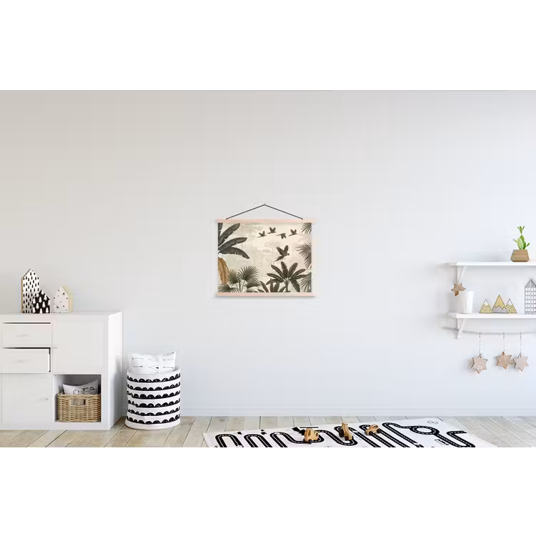 Papagaaien - Jungle - Tropisch - Green textielposter latten blank klein -kinderkamer