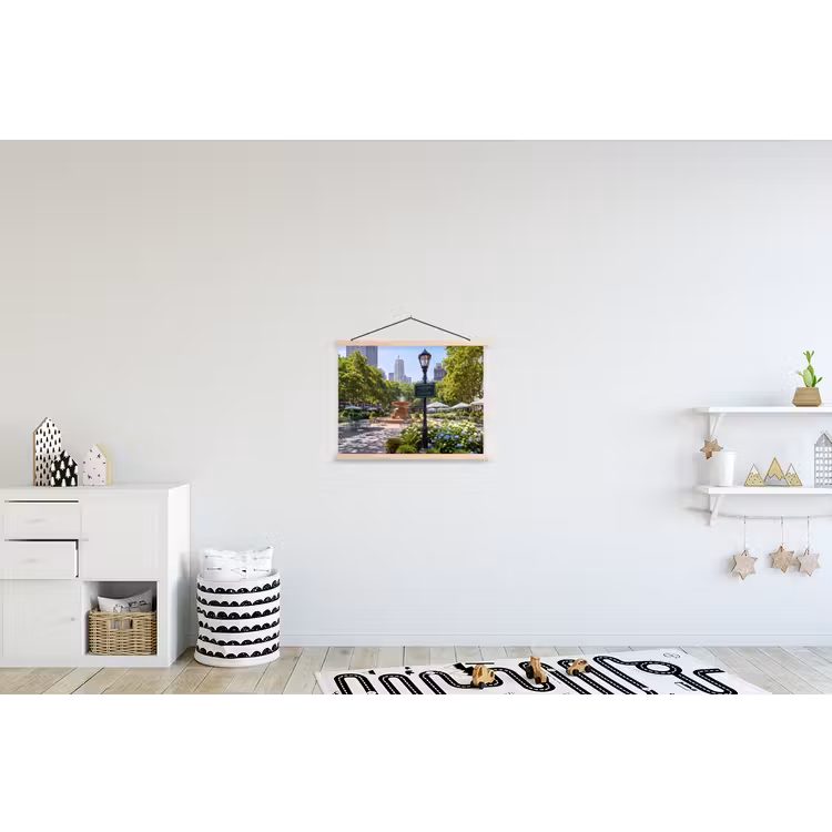 Park - Fontein - Stad - Natuur textielposter latten blank klein -kinderkamer