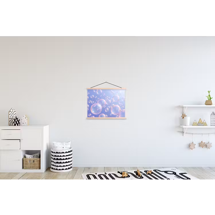 Pastel - Bubbels - Dromerig textielposter latten blank klein -kinderkamer