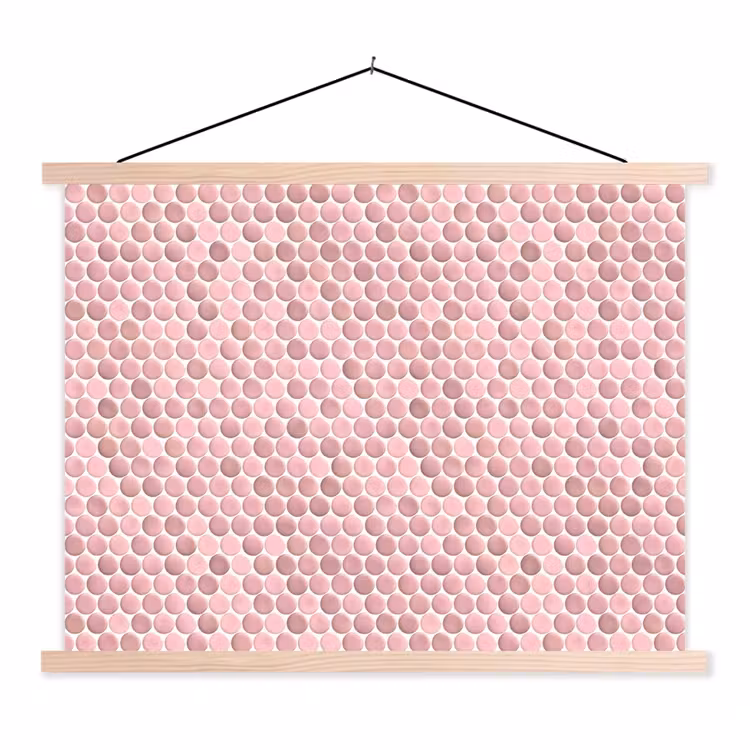 Penny - Mozaïek - Lichtroze textielposter latten blank klein 122 -3d