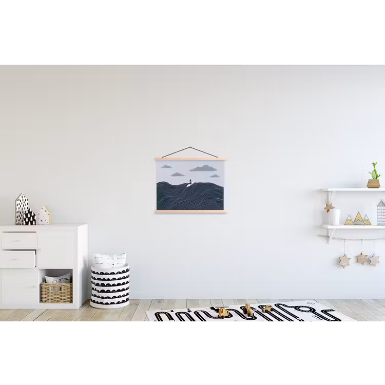 Persoon - Surfen - Oceaan - Natuur - Modern textielposter latten blank klein -kinderkamer