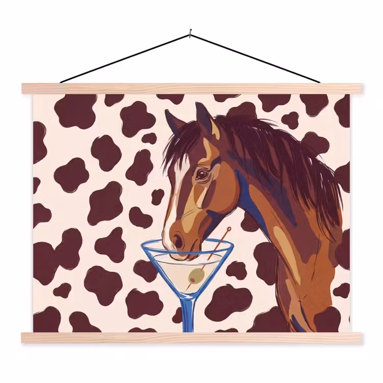 Paard - Martini - Dieren - Abstract - Bruin textielposter latten blank klein -3d