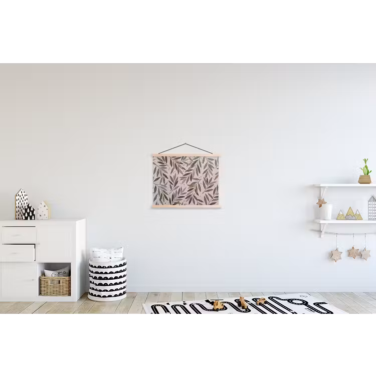 Plant - Blad - Mozaïek - Groen textielposter latten blank klein -kinderkamer