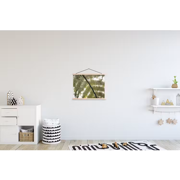 Plant - Blad - Natuur - Groen - Detail textielposter latten blank klein -kinderkamer
