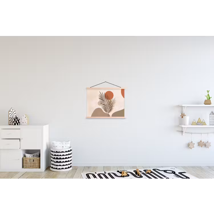 Planten - Bladeren - Abstract - Modern - Beige textielposter latten blank klein -kinderkamer
