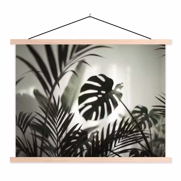 Planten - Bladeren - Natuur - Minimalistisch - Groen textielposter latten blank klein -3d