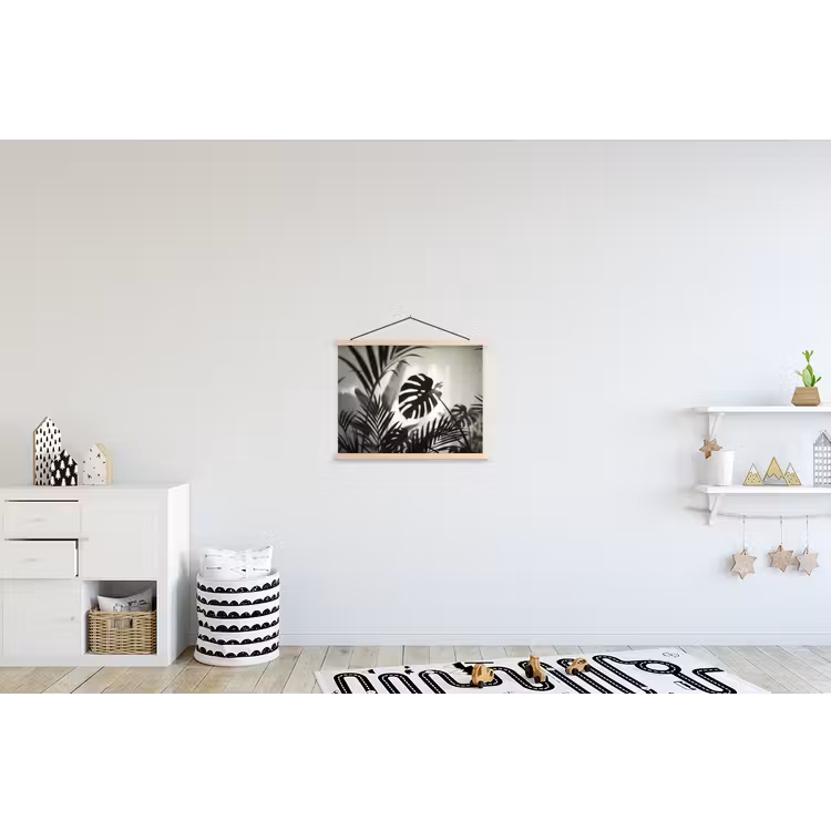Planten - Bladeren - Natuur - Minimalistisch - Groen textielposter latten blank klein -kinderkamer