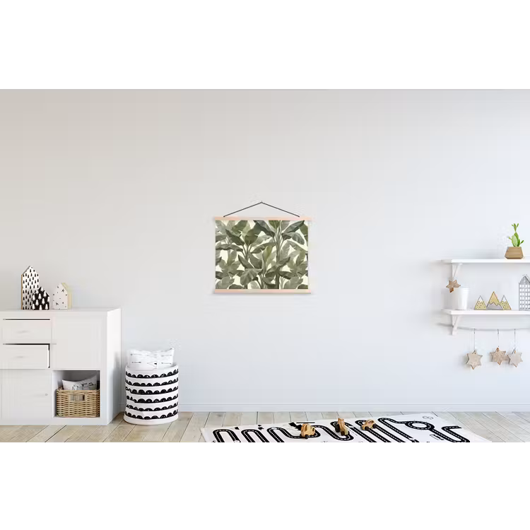 Planten - Bladeren - Tropisch - Groen textielposter latten blank klein -kinderkamer