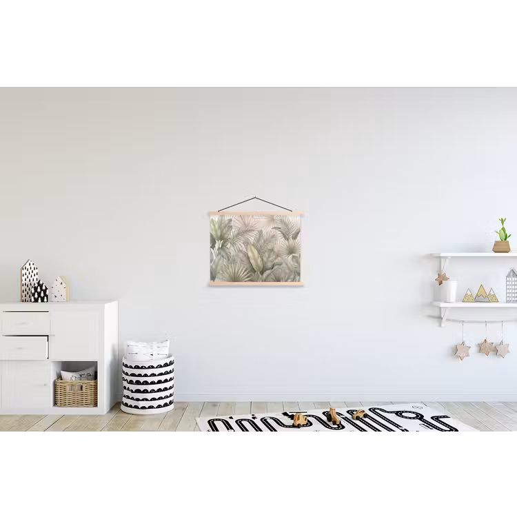 Planten - Tropisch - Bladeren - Groen - Natuur textielposter latten blank klein -kinderkamer