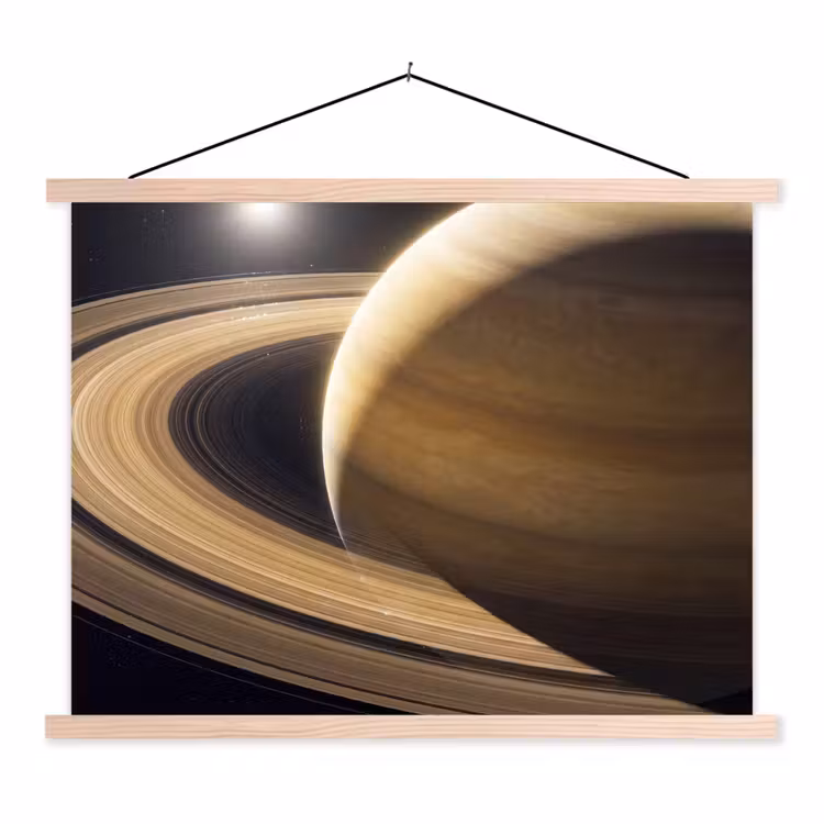 Stoffbild - Planet – Ringe – Weltraum - Planeet - Ringen - Ruimte textielposter latten blank klein