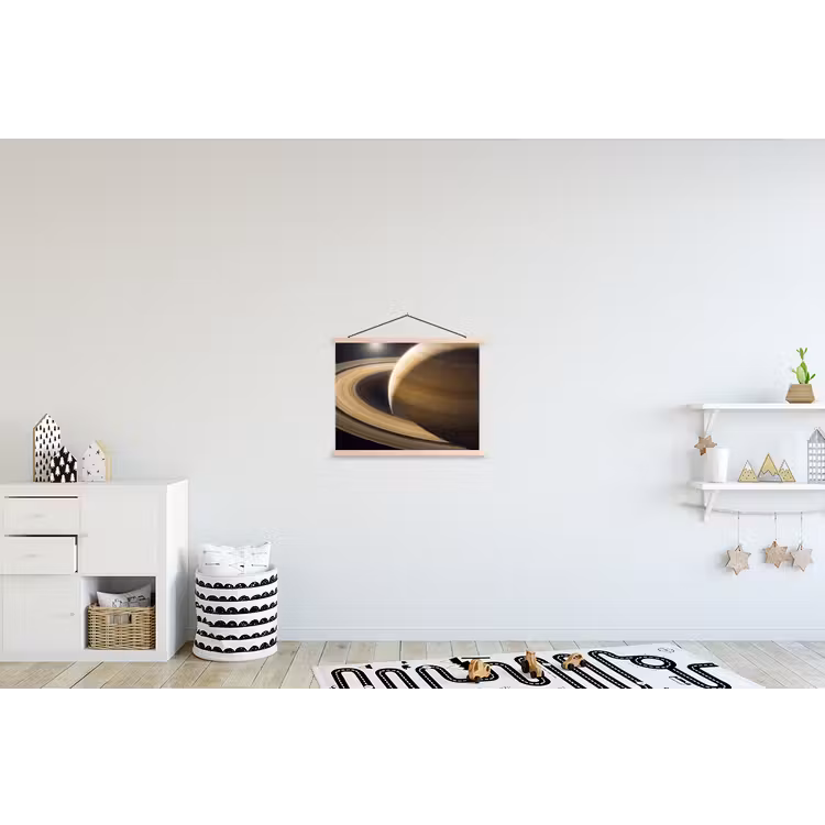 Stoffbild - Planet – Ringe – Weltraum - Planeet - Ringen - Ruimte textielposter latten blank klein