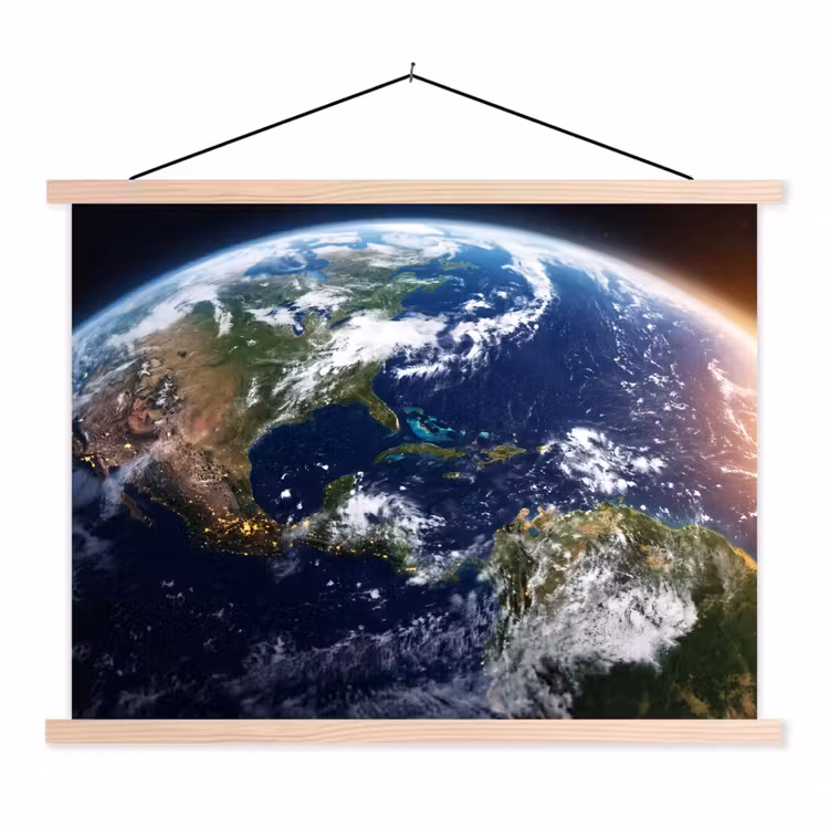 Stoffbild - Planet – Weltraum – Kosmos - Planeet - Ruimte - Kosmos textielposter latten blank klein