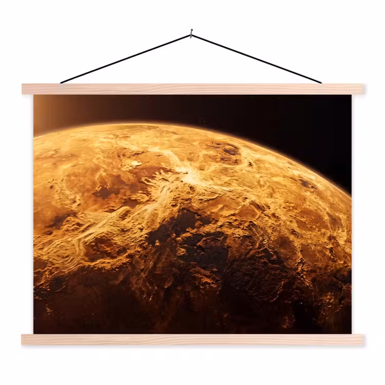 Stoffbild - Planet – Weltraum – Orange - Planeet - Ruimte - Oranje textielposter latten blank klein