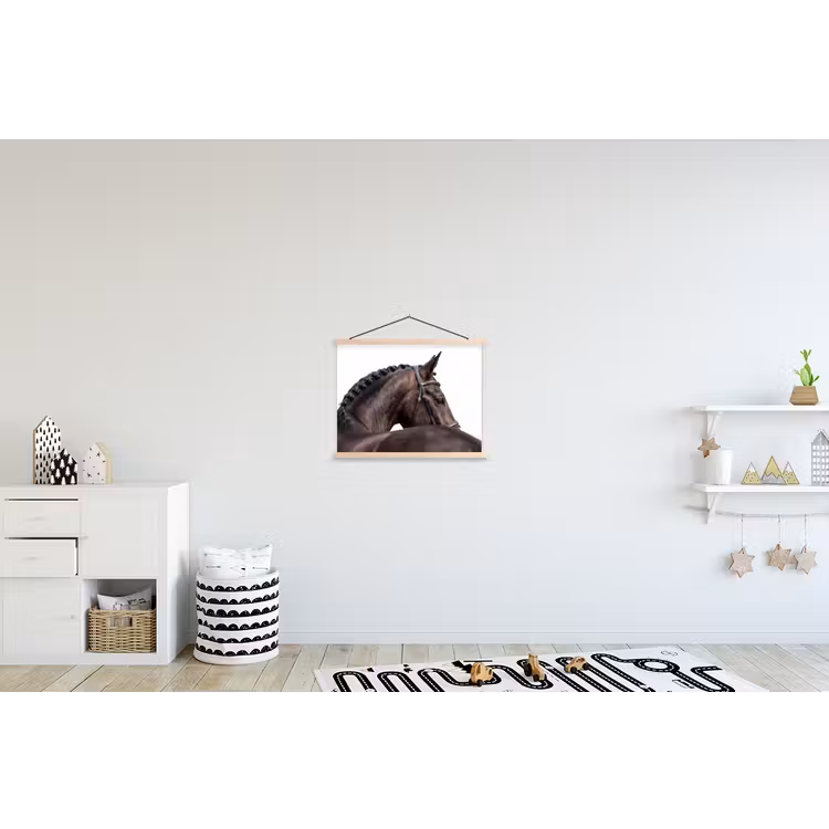 Portret - Paard - Elegant textielposter latten blank klein -kinderkamer