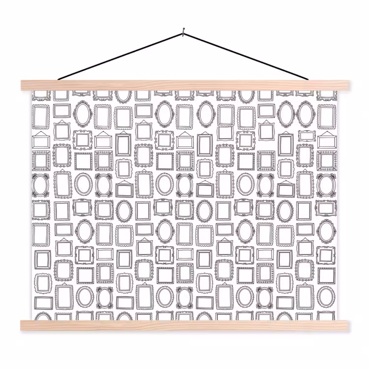 Lijsten - Patroon - Decoratie - Schets - Zwart-wit textielposter latten blank klein -3d