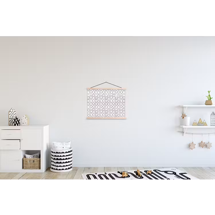 Lijsten - Patroon - Decoratie - Schets - Zwart-wit textielposter latten blank klein -kinderkamer