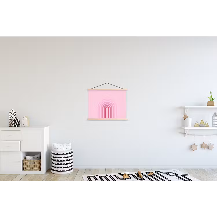 Regenboog - Roze - Abstract - Modern - Minimalistisch textielposter latten blank klein -kinderkamer