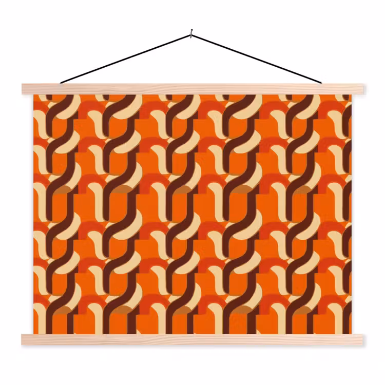Retro - Modern - Kleurrijk textielposter latten blank klein 122 -3d
