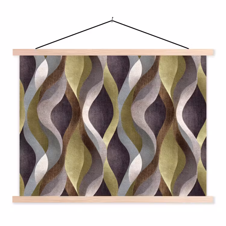 Retro - Banen - Kleurrijk textielposter latten blank klein 122 -3d