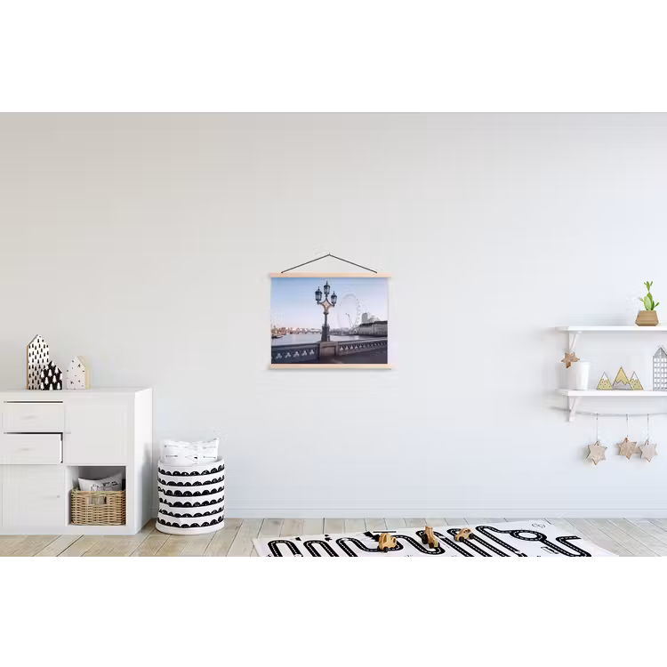Reuzenrad - Londen - Stad - Architectuur - Brug textielposter latten blank klein -kinderkamer
