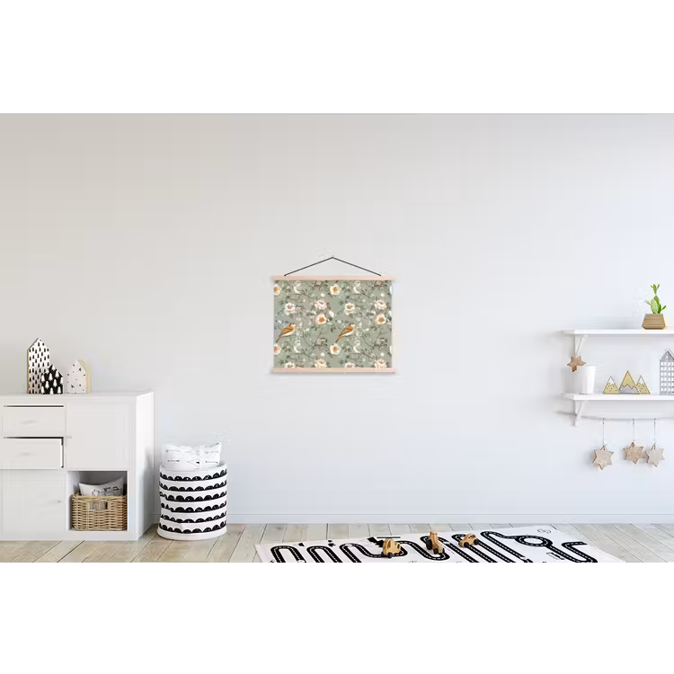 Roze - Vogels - Kleurrijk textielposter latten blank klein 122 -kinderkamer