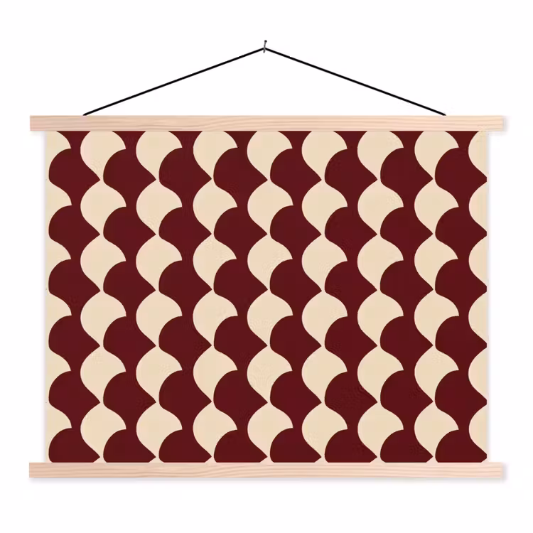Rood - Tegelpatroon - Crème textielposter latten blank klein 122 -3d